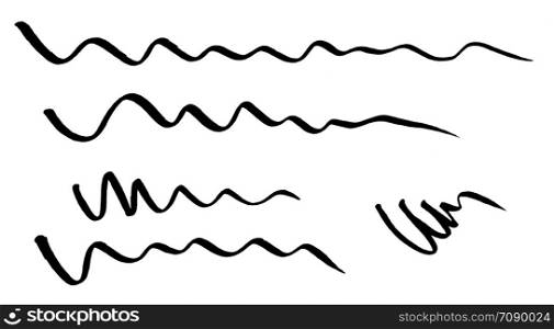 White curved wave lines drawn with a marker on black background
