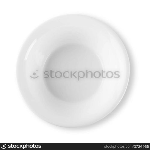 White deep empty plate isolated on white background