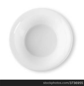 White deep empty plate isolated on white background