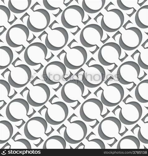 White diagonal seamless background with omega letters cut out of paper with realistic shadow &#xA;&#xA;
