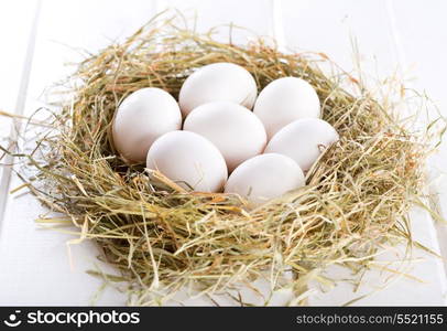 white eggs in nest