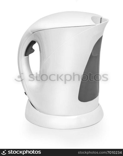 White electric kettle isolated on white with clipping path