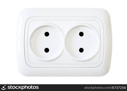 white electric outlet isolated on white background
