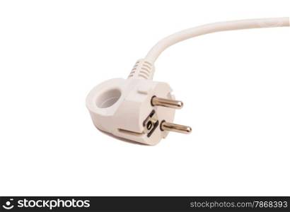 white electric plug cable isolated on white background