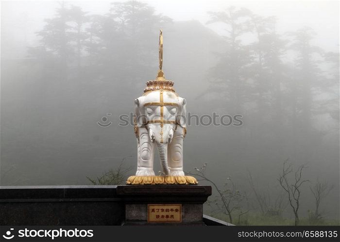 White elephant in the cloud on the top of mount EmeiShan