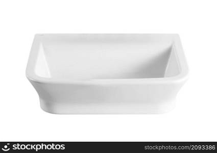 White empty ceramics baking dish on white