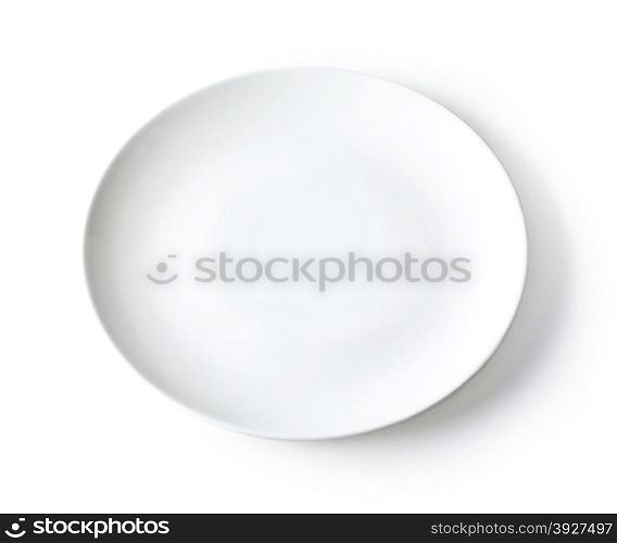 White empty plate isolated on white background. Clipping path included