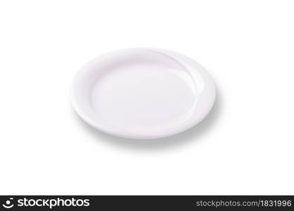 White empty round plate, isolated in white background