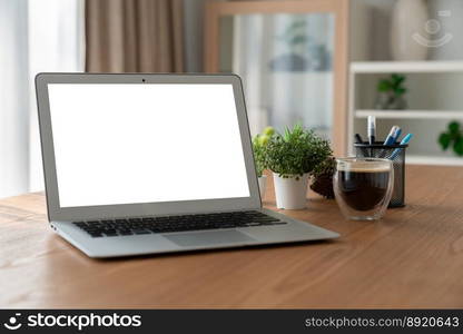 White empty screen on modish computer for your design mock up on the monitor display. White empty screen on modish computer for your design mock up