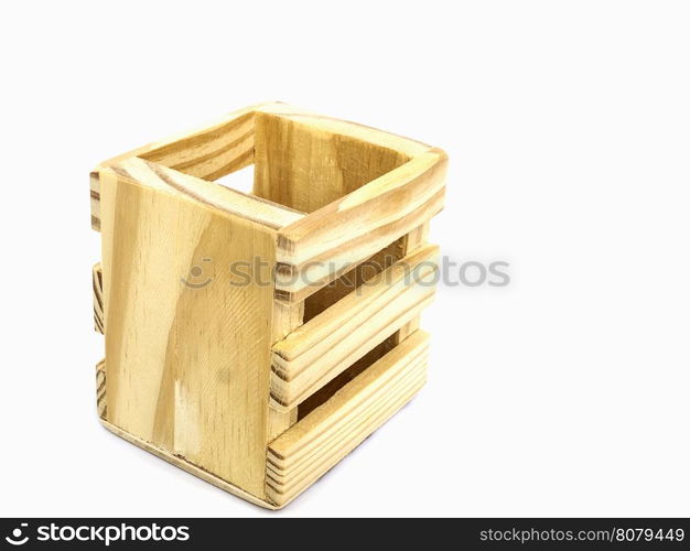 White empty wooden container isolated over white