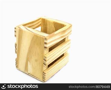 White empty wooden container isolated over white
