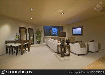 White entertainment suite in Palm Springs home