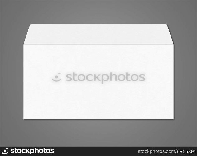 White enveloppe mockup template isolated on dark grey background. White enveloppe mockup template