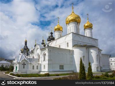 White Epiphany monastery of St. Anastasia convent on a Sunny spring day in the city of Kostroma, Russia.