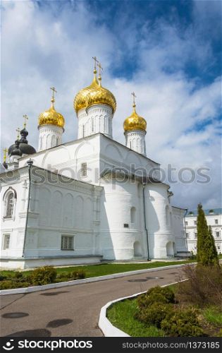 White Epiphany monastery of St. Anastasia convent on a Sunny spring day in the city of Kostroma, Russia.