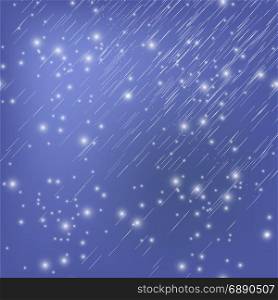 White Falling Star on Blue Night Sky Background. Shooting Stars on Nignt Sky. Meteor Shower.. Shooting Stars on Nignt Sky. Meteor Shower