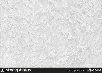 White filet lace, embroidery on cloth for wedding dress, texture