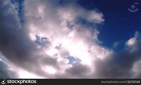 White Fluffy Clouds Moving In The Sky Timelapse