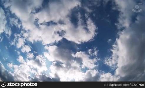 White Fluffy Clouds Moving In The Sky Timelapse