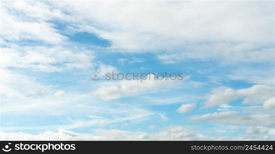White fluffy clouds on blue sky. Soft touch feeling like cotton. White puffy cloudscape. Beauty in nature. Close-up white clouds texture background. Sky on sunny day. Summer sky with fresh air.