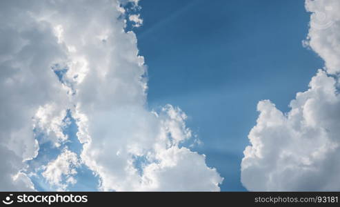 White fluffy clouds. White fluffy clouds on a blue sky background