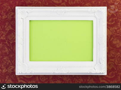 White Frame on dark red with green for your copy