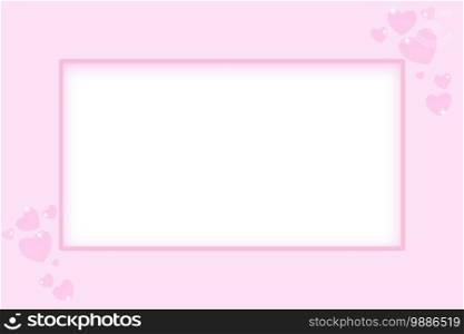 White frame with place for text on a pink background with pink hearts. Greeting cards, invitations, celebration concept. White frame with place for text on a pink background with pink hearts. Greeting cards, celebration concept