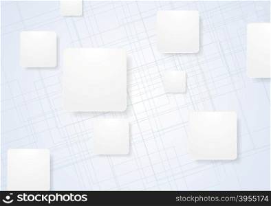 White geometric squares on lined background