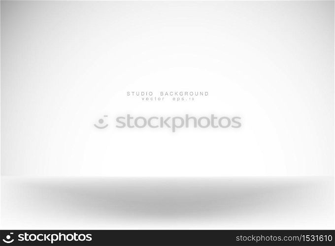 White grey gradient studio showcase room background with dark and light on wall and floor texture abstract, empty space, can use for display your products. illustration Vector EPS 10