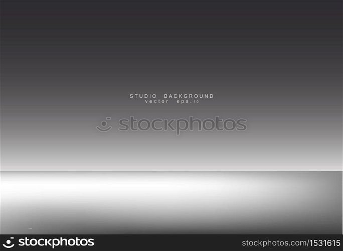 White grey gradient studio showcase room background with dark and light on wall and floor texture abstract, empty space, can use for display your products. illustration Vector EPS 10