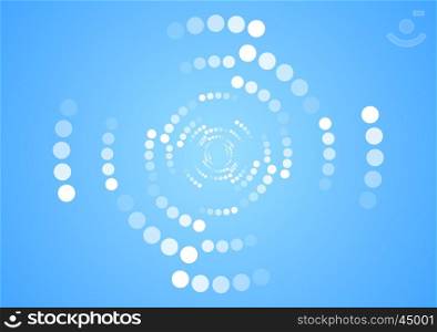 White halftone circles on blue background