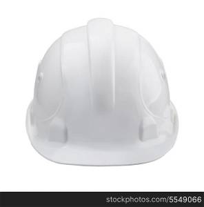 White hard hat - front view isolated on white