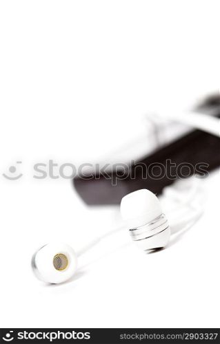 White headphones with black player on white