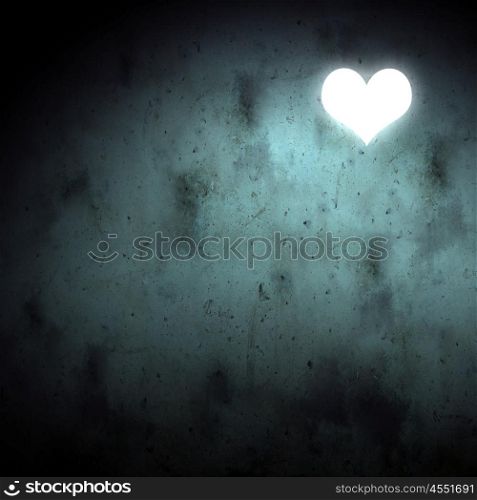 White heart. Background image with heart on dark backdrop