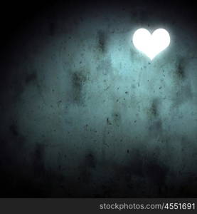 White heart. Background image with heart on dark backdrop