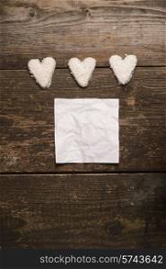 white heart of cookies on a dark wooden background. Valentine&#39;s day