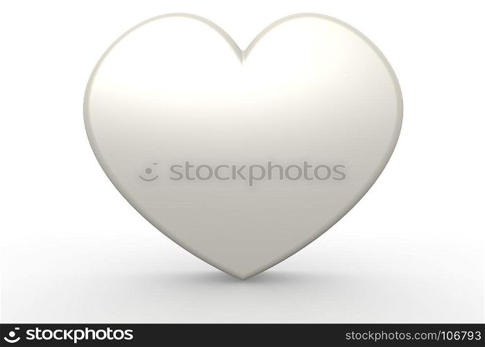 White heart shape with isolated background image with hi-res rendered artwork that could be used for any graphic design.