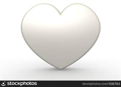 White heart shape with isolated background image with hi-res rendered artwork that could be used for any graphic design.