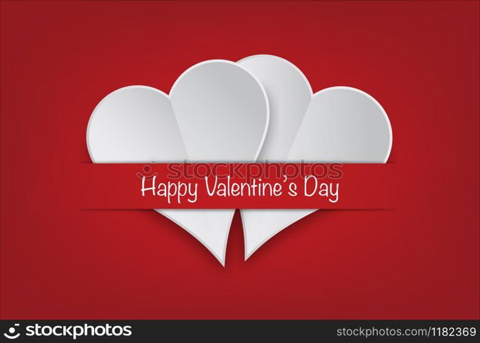 White hearts on red degraded background for Valentines Day card. Valentine day card