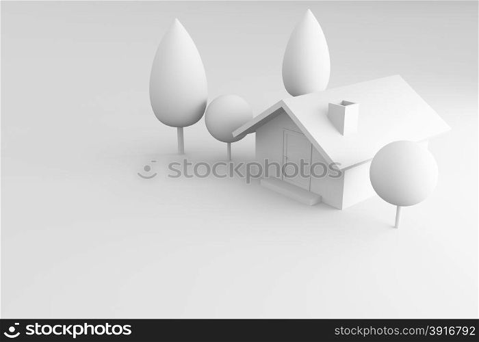 white home of 3d rendering