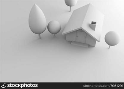 white home of 3d rendering