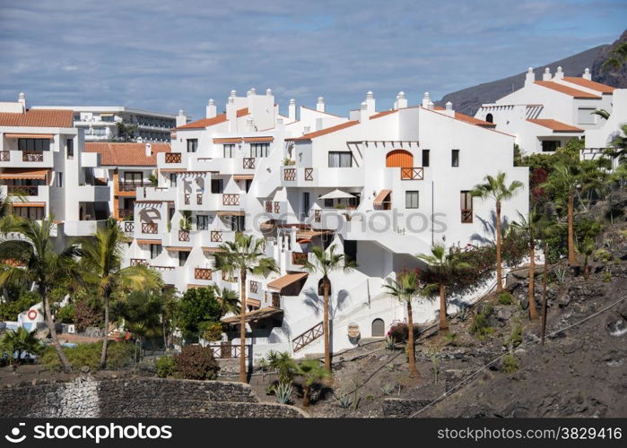 white houses in los gigantes on the spanish island tenerife