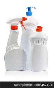 white kitchen cleaning bottles