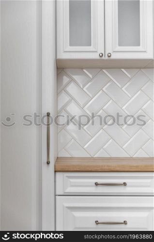 white kitchen furniture close up. High resolution photo. white kitchen furniture close up. High quality photo
