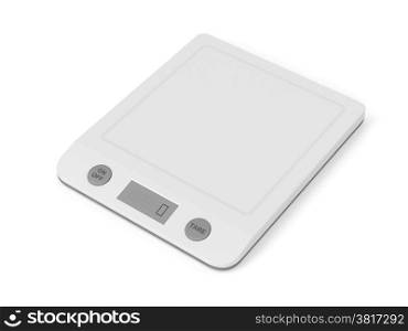 White kitchen weight scale on white background