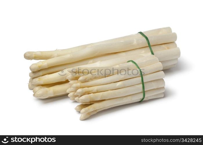 White large and mini asparagus on white background
