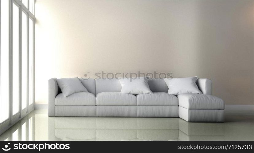 white Leather Chair - Room interior on white wall background. 3D rendering