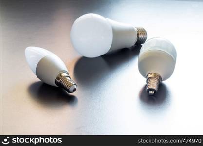 White light bulb lying on a desk, concept for ideas