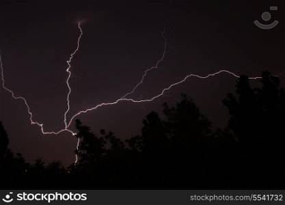 White lightning during summer storm at night&#xA;