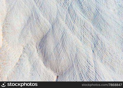 white lime deposits in Pamukkale closeup